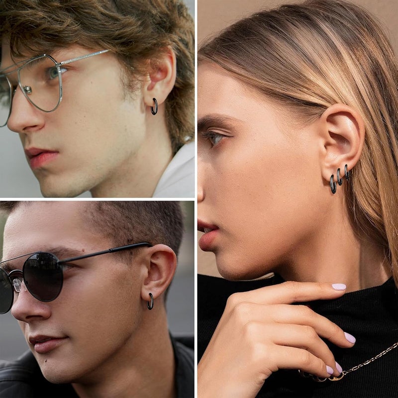 Yadoca 8 Pieces Clip On Earrings For Men Women Non-Piercing Fake Earrings Stainless Steel Clip On Hoop Earring Cool Earrings Ear Clips Set for Gifts - Image 5